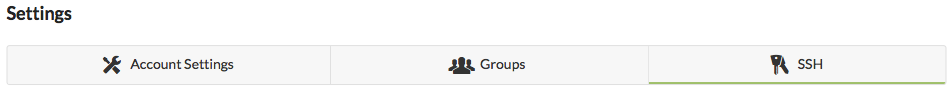 The SSH tab on the Acount Settings page